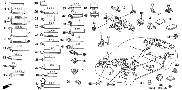 2005 Honda Civic Clip, Wire Harness (Harness Taping) Diagram for 90677-692-003