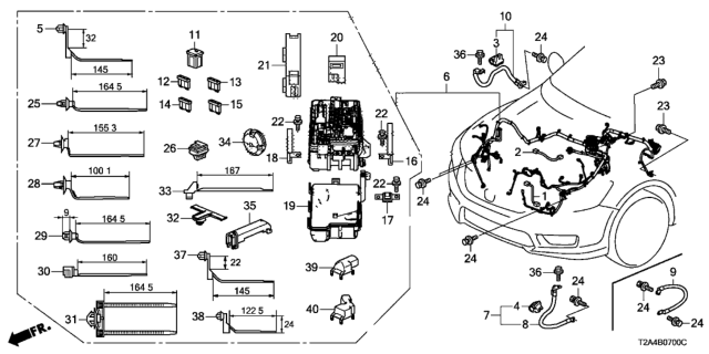 2013 Honda Accord Wire Harness, Engine Room Diagram for 32200-T2G-A00