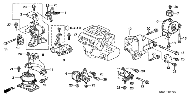 2008 Honda Ridgeline Rubber Assy., Transmission Mounting Diagram for 50805-SJC-A01