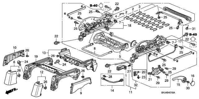 2005 Honda Odyssey Adjuster, L. FR. Seat Slide (Outer) Diagram for 81660-SHJ-A01