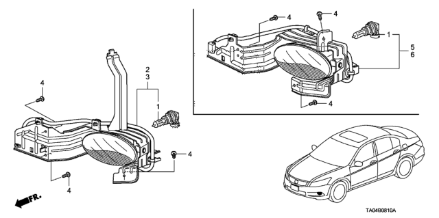 2011 Honda Accord Foglight Assembly, Left Front Diagram for 33950-TA0-A02