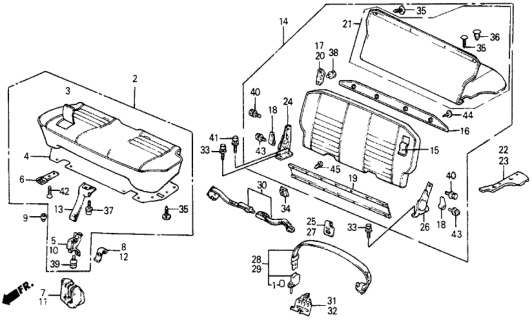 1987 Honda Civic Rear Seat - Seat Belt (Wagovan) Diagram