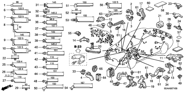 2007 Honda Accord Clip, Wire Harness (122.5MM) (Blue) Diagram for 91577-SS0-003