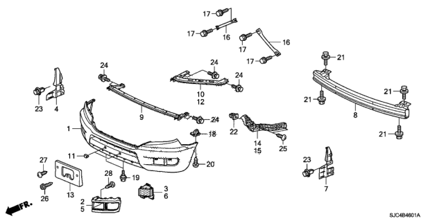 2009 Honda Ridgeline Plug, FR. Bumper *B92P* (NIGHTHAWK BLACK PEARL) Diagram for 71146-SJC-A00ZB