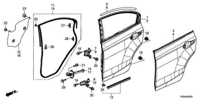 2013 Honda Civic Rear Door Panels Diagram