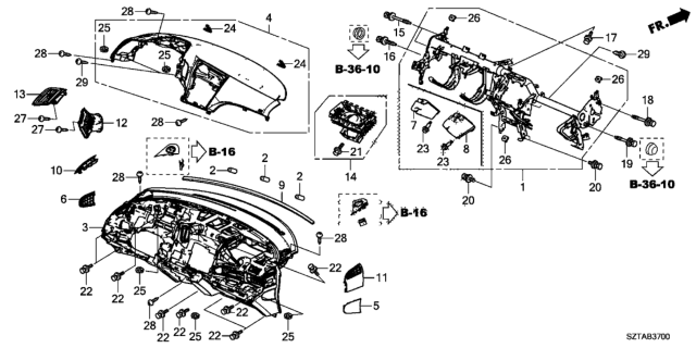 2016 Honda CR-Z Beam, Steering Hanger Diagram for 61310-SZT-A50ZZ