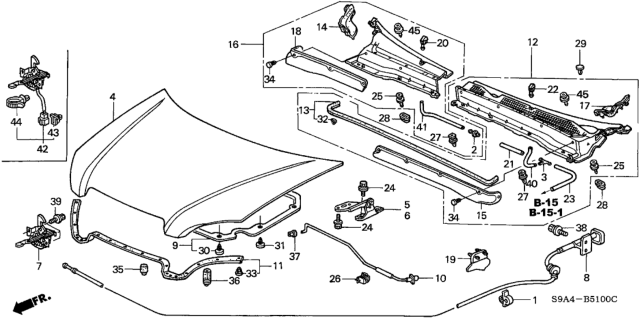 2002 Honda CR-V Lock Assembly, Hood Diagram for 74120-S9A-505
