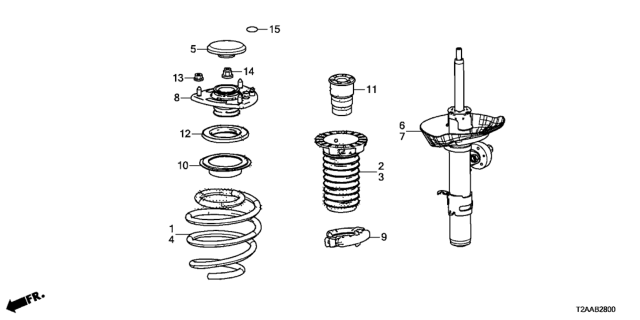 2017 Honda Accord Spring, Left Front Diagram for 51406-T2F-A01