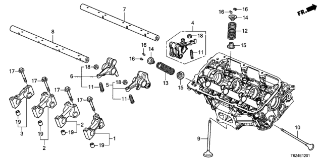 2018 Honda Ridgeline Arm A Assembly, Exhuast Rocker Diagram for 14624-RLV-A00