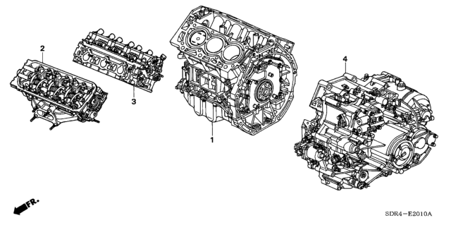 2005 Honda Accord Hybrid Engine Sub-Assembly, Rear Cylinderhead Diagram for 10005-RCJ-A01