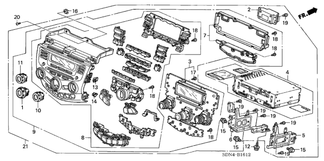 2004 Honda Accord Module Assy., Center *NH482L* (UA BLACK METALLIC) Diagram for 39050-SDN-L50ZA