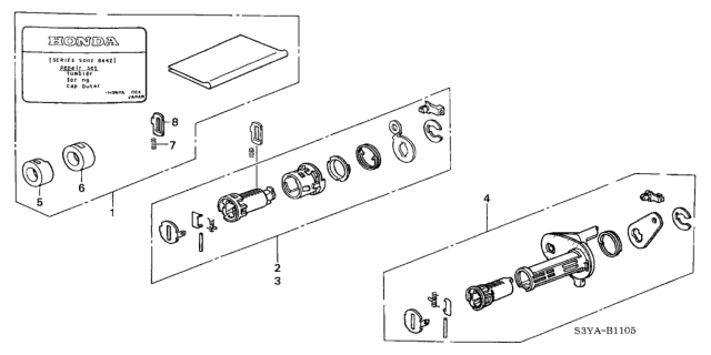 2005 Honda Insight Cylinder Kit, L. Door Diagram for 06725-S3Y-A01