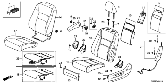 2021 Honda Pilot Heater, Left Front Seat Cushion Diagram for 81534-TG7-L32