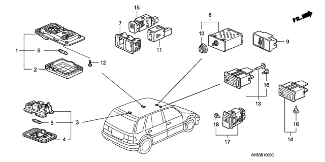 1988 Honda Civic Switch Assembly, Rear Defroster (Tec) Diagram for 35500-SH3-A01