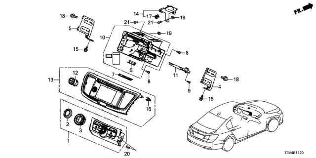 2014 Honda Accord Bracket Audio R Diagram for 39111-T2A-000