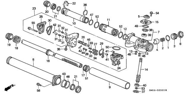 1991 Honda Accord P.S. Gear Box Components Diagram