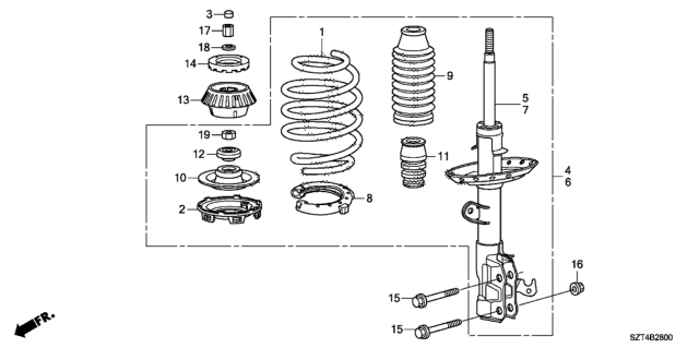 2012 Honda CR-Z Shock Absorber Unit, Right Front Diagram for 51611-SZT-A51