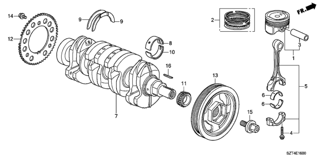 2012 Honda CR-Z Crankshaft - Piston Diagram