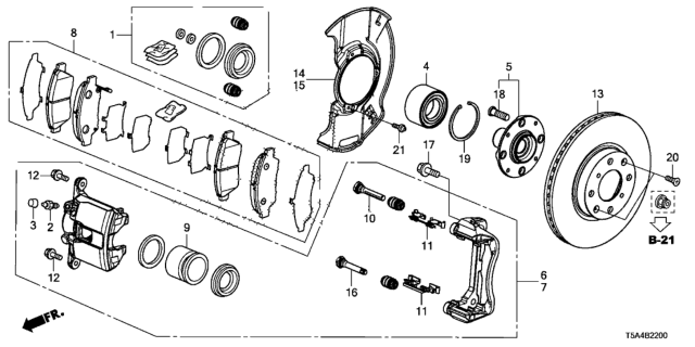 2018 Honda Fit Caliper Sub-Assembly, Left Front Diagram for 45019-T5R-010