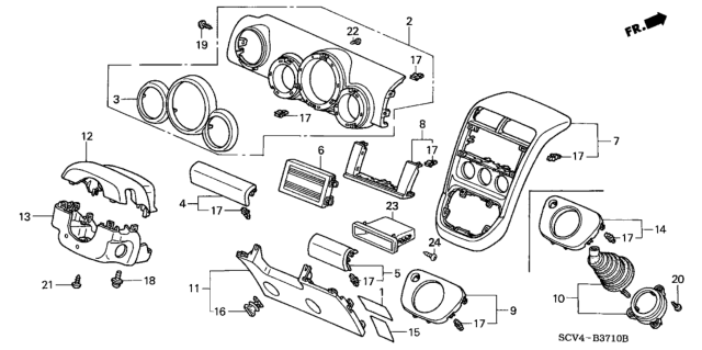 2003 Honda Element Instrument Panel Garnish (Driver Side) Diagram