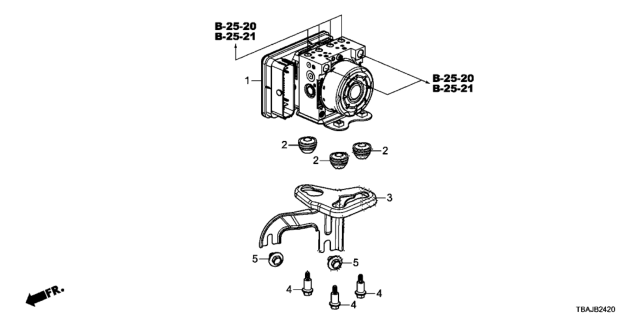 2018 Honda Civic Modulator Assembly, Vsa Diagram for 57100-TBC-A06