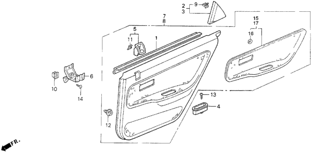 1995 Honda Civic Pad Kit, R. RR. Door Lining Center *NH215L* (Reg) (MYSTIC GRAY) Diagram for 06832-SR4-A00ZB