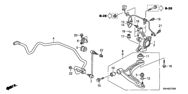 2006 Honda Pilot Arm, Right Front (Lower) Diagram for 51350-S3V-A03
