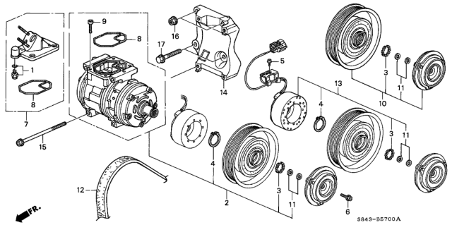 1999 Honda Accord Belt,Compressor (6Pk1105) Diagram for 38920-PAA-A03