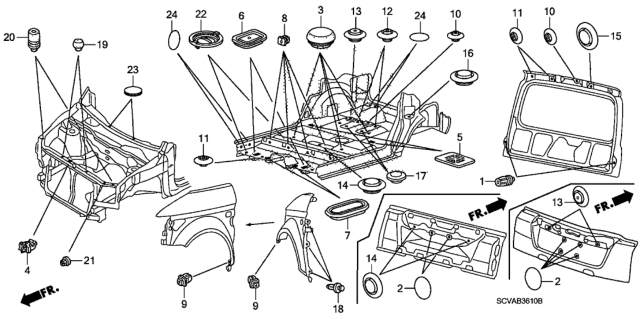 2009 Honda Element Grommet (Bulkhead/Floor/Tailgate) Diagram