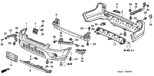 2006 Honda CR-V Stay, FR. License Garnish (Lower) Diagram for 71161-S9A-A01