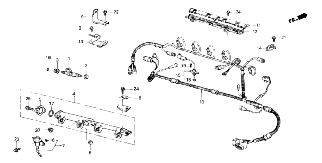 1986 Honda CRX Injector, Fuel Diagram for 16450-PD6-661