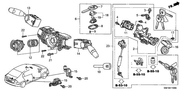 2006 Honda Civic Switch Assembly, Wiper Diagram for 35256-SNA-A01