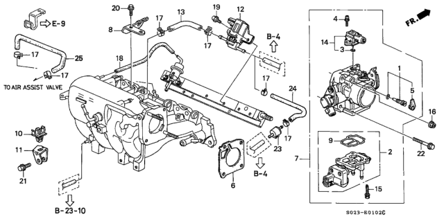 1998 Honda Civic Body Assembly, Throttle (Gy10C) Diagram for 16400-P2M-A61