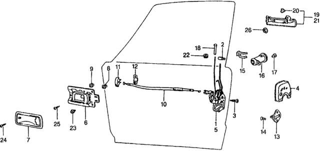 1978 Honda Civic Cable, FR. Inside Handle Diagram for 75525-659-010