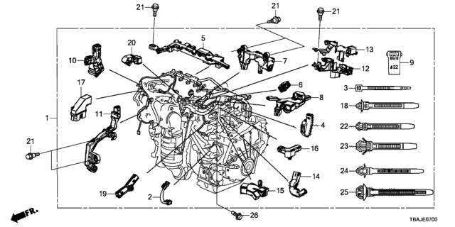 2018 Honda Civic Wire Harness, Engine Diagram for 32110-5AA-A74