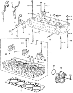 1981 Honda Civic Cylinder Head Assembly Diagram for 12010-PA5-000