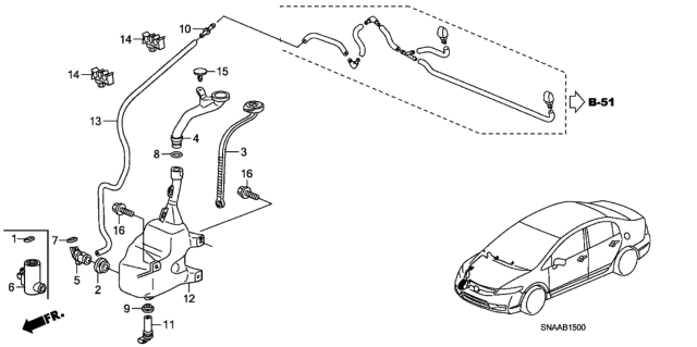 2009 Honda Civic Mouth, Washer Diagram for 76805-SNE-A01