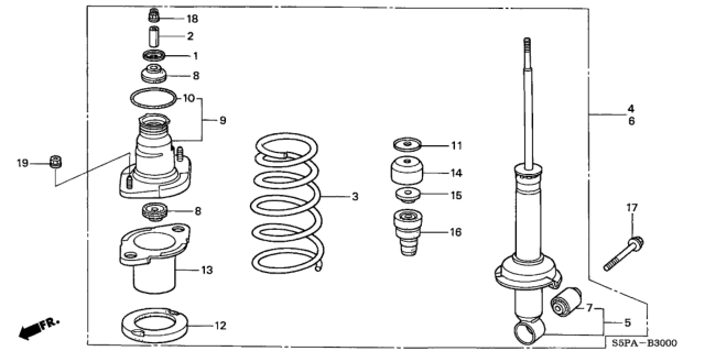 2005 Honda Civic Shock Absorber Assembly, Right Rear Diagram for 52610-S5A-C02