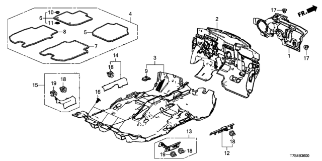 2018 Honda HR-V Floor Mat, L. RR. *NH900L* (DEEP BLACK) Diagram for 83604-T7W-A01ZA