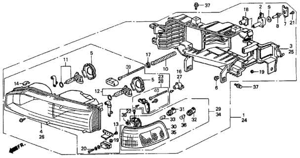1990 Honda Accord Headlight Assembly, Passenger Side (Stanley) Diagram for 33100-SM4-A02