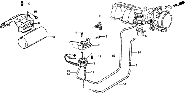1985 Honda CRX Stay, Vacuum Tank Diagram for 36362-PE7-661