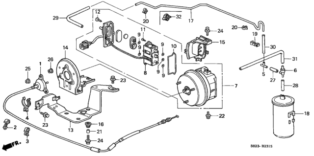 1998 Honda Accord Pipe, Vacuum Diagram for 36623-P8C-A00