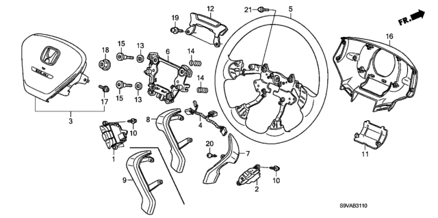 2008 Honda Pilot Steering Wheel (SRS) Diagram