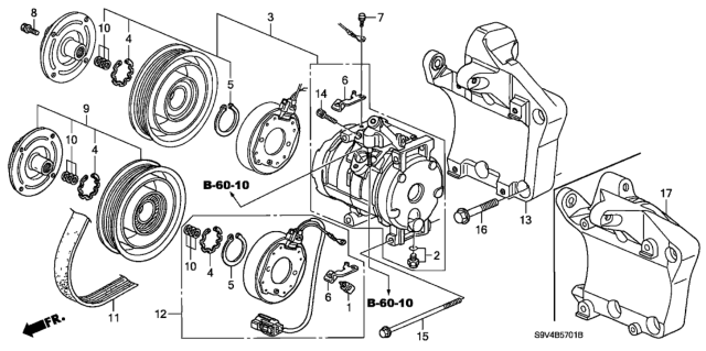 2005 Honda Pilot Compressor, A/C (RMD) (Denso) (Includes Clutch & Coil) Diagram for 06388-RDJ-505RM