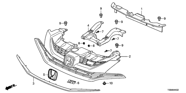 2014 Honda Civic Stay, FR. Grille Diagram for 71126-TS8-A51