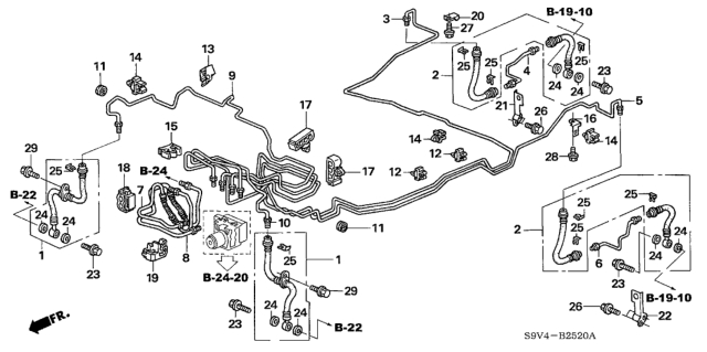 2007 Honda Pilot Clip, Brake Pipe Diagram for 46392-S3V-A12