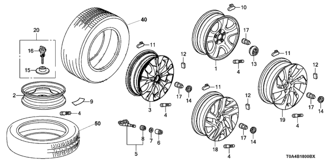 2012 Honda CR-V Disk, Wheel (16X6 1/2J) (Tpms) (Chuo) Diagram for 42700-T0A-A01