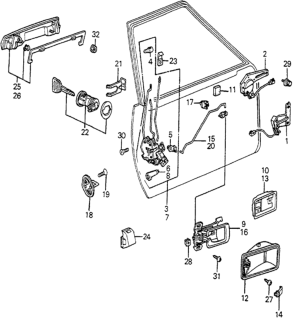 1983 Honda Accord Lock Assembly, Right Front Door Diagram for 75410-SA6-671