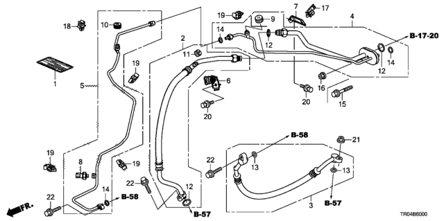 2012 Honda Civic Stay, Air Conditioner Pipe Diagram for 80364-TR0-A00