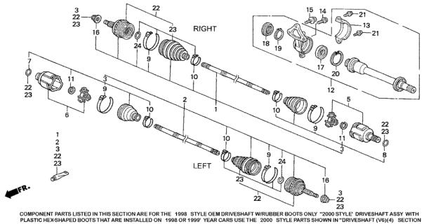 1998 Honda Accord Cv Joint Set, Outboard Diagram for 44014-S0A-J51